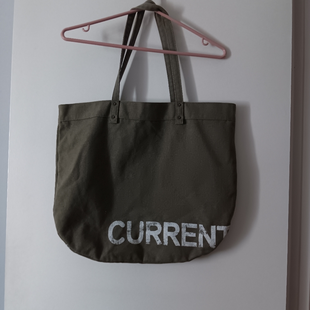 New CURRENT ELLIOTT Khaki Green Large Canvas Tote